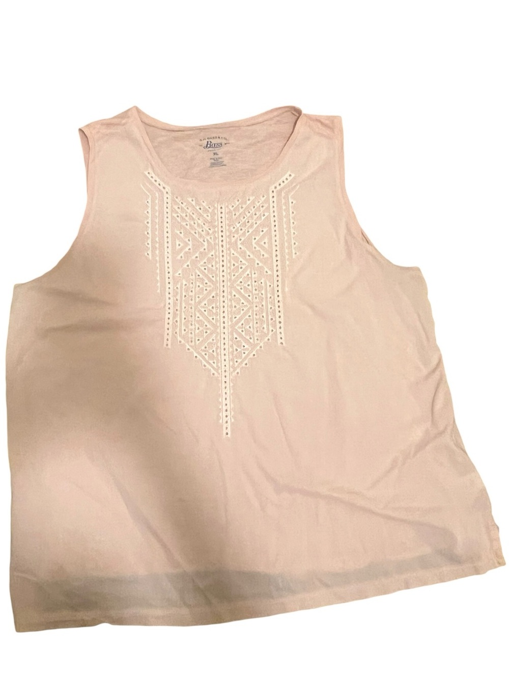 G.H. Bass & Co. Embroidered Sleeveless Top XL Light Pink